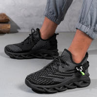 Zapatillas de coco transpirables de malla para hombre con suela suave para aumentar la altura de correr zapatos negros para papá - details 6