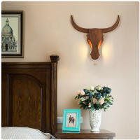Lámparas LED Retro de madera para decoración de pared, candelabro Vintage de arte de animales para chimenea, sala de estar y Bar - details 3