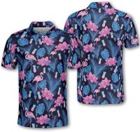 Camisetas de golf de manga corta con estampado 3D de Flamenco para hombre y mujer, polo callejero de moda, Hawaii Beach, camisetas nuevas - details 1