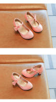 Zapatos de tacón alto para niña, calzado de princesa con pajarita de Color liso, de cuero, versátil, a la moda, para fiesta y boda, primavera y otoño - details 2