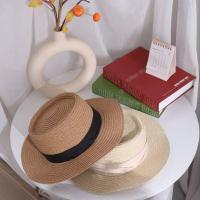 Sombrero tejido de paja de estilo coreano a la moda, sombrero de ala ancha cóncavo con protección solar, sombrero de cubo, sombrilla de ala plana, sombrero de sol para mujer, playa - details 5