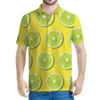 Camiseta con cuello de limón con estampado 3D de Lime Bar para hombre y mujer, botón suelto, manga corta, polo informal, top de verano - details 8