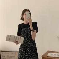 Vestido Halter con estampado Floral de verano para mujer, ropa interior elegante adelgazante, falda larga coreana, Material de gasa de cintura alta sin manga - details 13