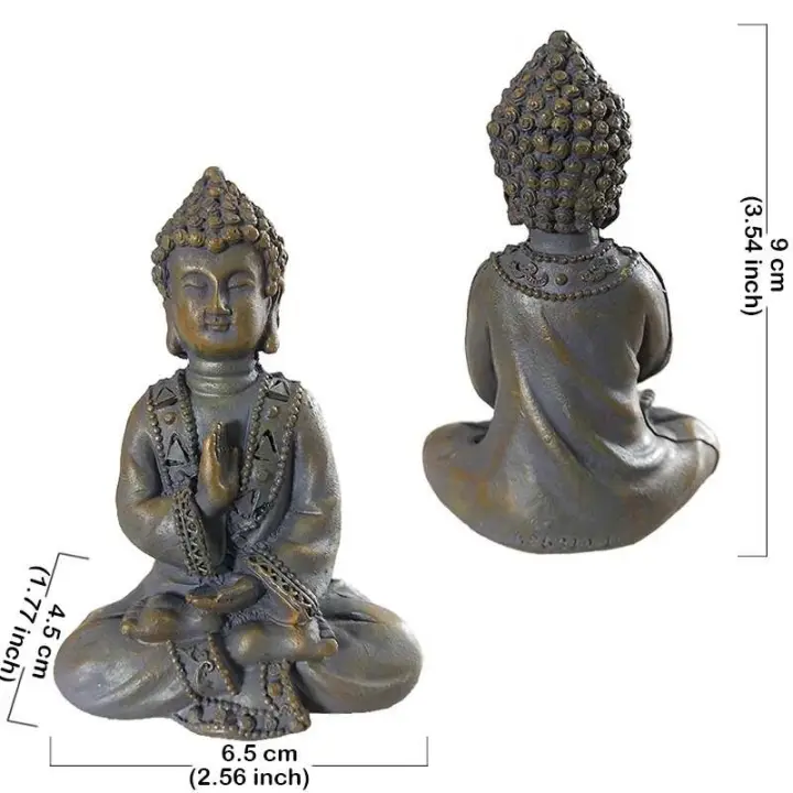 Estatua de Tailandia de Color piedra, adornos de resina para el hogar, decoración de jardín Zen, escultura de Buda de meditación, figuritas Feng Shui 2 # - 1
