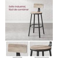 Taburetes de Bar Altos con Resalón Juego de 2, Acero, Montaje Fácil, Industrial, Marrón Rústico y Negro LBC026B01V1 - details 41
