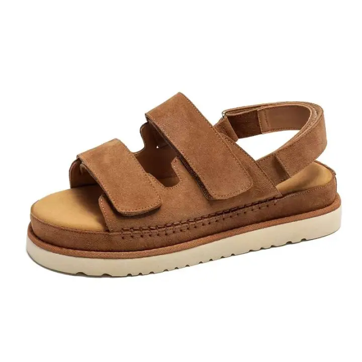 Nuevos tacones altos, sandalias de cuero para mujer, zapatillas HI Summer Gold Star, zapatos de suela gruesa True Bull, Putian de calidad - 1