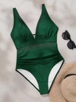 Bañador negro de una pieza para mujer, traje de baño de realce con Control de barriga, Tankini de una pieza - details 22