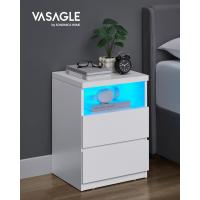 Mesita de Noche con Iluminación LED Ajustable, Mesa Auxiliar con Cajones, Cajonera, para Dormitorio, Sala de Estar, Estilo Moderno, Blanco Nube LET834W01 - details 3