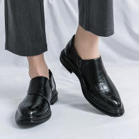 Zapatos formales con cremallera lateral de empalme clásico para hombre, zapatos de cuero informales británicos de tacón bajo de PU - details 24