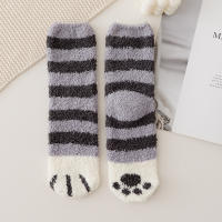 Calcetines de Terciopelo de Coral de Invierno Diseño de Garra de Gato Lindo - details 11