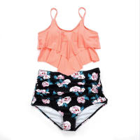 Nuevo traje de baño de dos piezas de cintura alta con bikini dividido conservador con borde de volantes - details 27