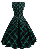 Vestido de fiesta vintage elegante con estampado floral y cinturón para mujer de verano - details 2