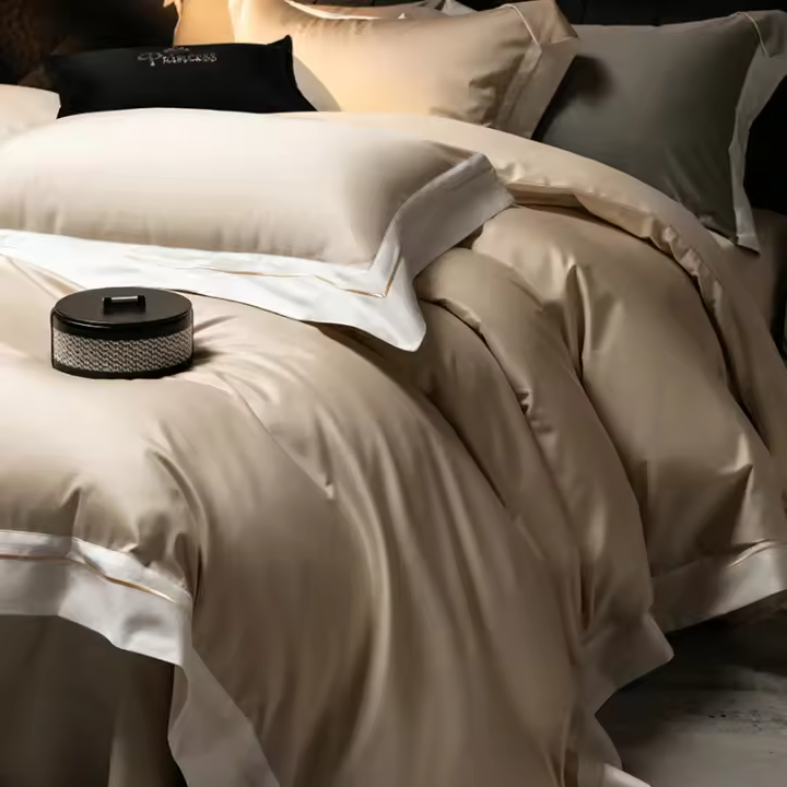 Juego de sábanas de algodón egipcio antibacteriano 5A, Color sólido, ligero, 100% de lujo, con Sábana ajustable para cama King Size, novedad de 2025 - 1