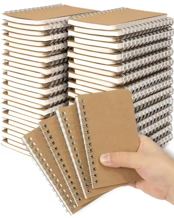 Mini Cuadernos de Bolsillo 3x5 Pulgadas Paquete de 60 Memorandos con Cubierta Kraft - 1