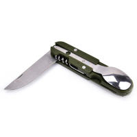 Cubiertos plegables de acero inoxidable, cuchillo, tenedor, cuchara, vajilla portátil para exteriores, equipo de Camping - details 5