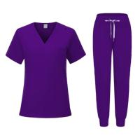 Muchos colores, conjuntos de uniformes para enfermería con cuello en V para mujer, uniforme médico morado menta, pantalones de pierna para correr, conjuntos de enfermeras médicas - details 8