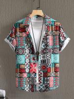 Camisa de manga corta para hombre, camisa con estampado Digital, estilo étnico, novedad de verano, 2023 - details 1