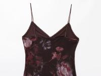 Vestido irregular con tirantes estampados y cuello en V de encaje elegante a la moda para mujer nuevo estilo - details 8