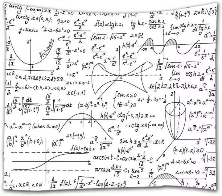 Tapiz de Pared de Patrón Matemático Escrito a Mano Figuras Geométricas y Fórmulas de Resumen - 1