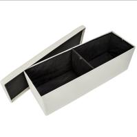 Taburete Plegable con Caja de Almacenamiento 110x38x38cm Taburete de Tipo PUF con Asiento de Cuero Sintético y Madera - details 9