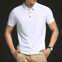 Camisetas Polo de Sedoso Hielo para Hombres Color Sólido, Manga Corta, Moda Casual para Primavera/Verano - details 3