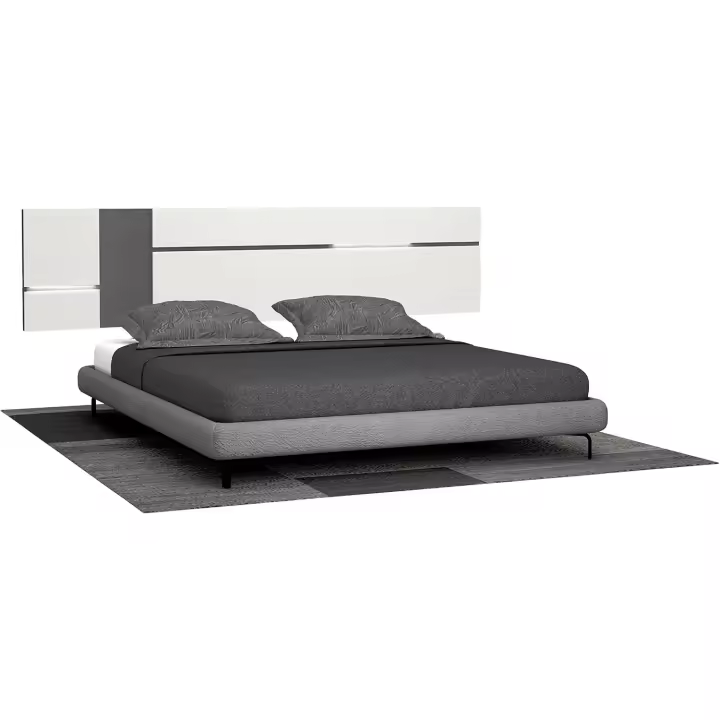 Cabezal de Cama para Pareja Doble, Modelo Led, Acabado en Blanco y Grafito, Medidas 260 cm x 60 cm x 3 cm - 1