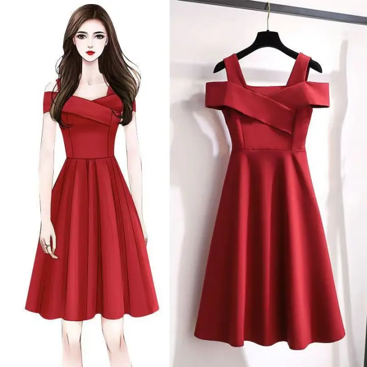 Vestido de Verano de Cintura Delgada Estilo Hpburn en Negro Cinturón Adelgazante Manga Corta - 1