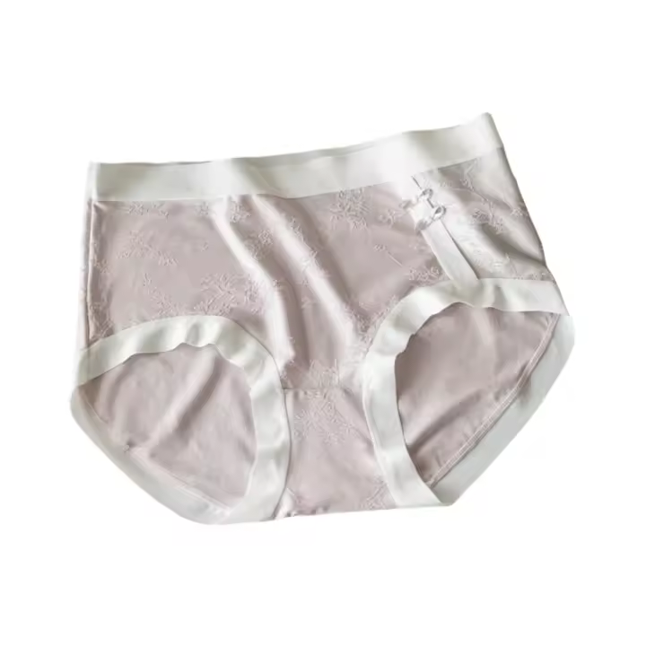 Bragas suaves de seda de hielo de estilo chino, calzoncillos con estampado de flores de Jacquard 3D de cintura baja, ropa interior transpirable sin costuras para mujer - 1