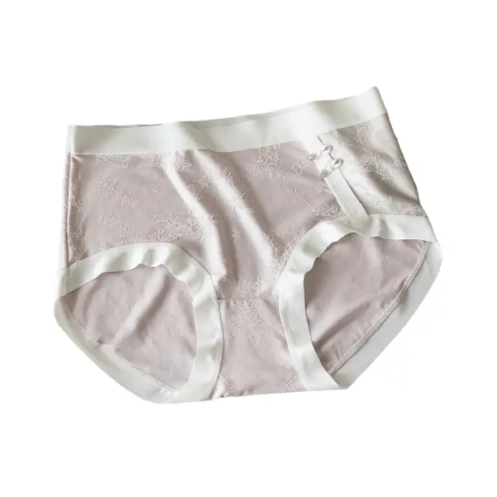 Bragas suaves de seda de hielo de estilo chino, calzoncillos con estampado de flores de Jacquard 3D de cintura baja, ropa interior transpirable sin costuras para mujer - 1