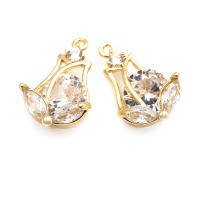 Colgantes de Tulipán de Bronce Dorado de 18K Diamante de Imitación de Alta Calidad - details 5