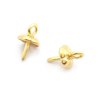 Perlas de latón de alta calidad con baño de oro de 18K, media perforación, para conectar dijes, tapas de perlas, accesorios para la fabricación de joyería DIY para mujeres - details 59