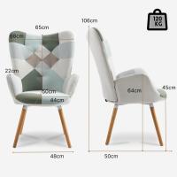 Sillones de salón Butaca nórdica Sillas Escandinavo Relax Acolchado con reposabrazos y patas de madera, tela, para dormitorio comedor, gris - details 8