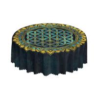 Mantel circular mandala, flor de loto de la vida, impermeable, resistente al aceite, 60 pulgadas, forma geométrica sagrada - details 118
