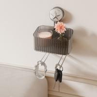 Caja de almacenamiento con ventosa de plástico, soporte de exhibición para diadema de gran capacidad, estante de almacenamiento para bandas para el cabello impermeable montado en la pared - details 2