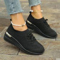 Zapatillas de deporte informales para mujer, zapatos de malla transpirables con cordones, Tenis de plataforma para caminar y correr, moda de verano - details 9