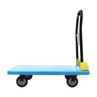 Camión de mano plegable con plataforma azul, carrito de mano de empuje, resistente, ahorro de espacio, con capacidad de carga de 400 kg y 4 ruedas - details 11