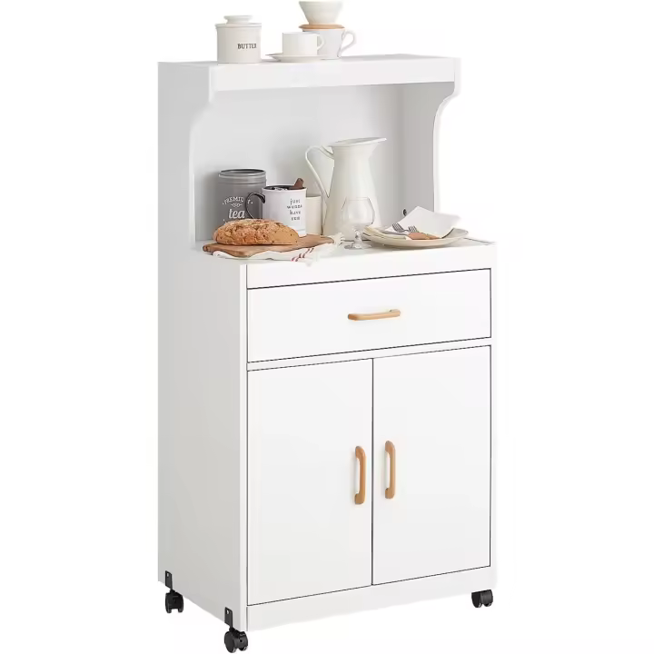 madera de ingenieria bajo de Cocina con 2 Puertas y 1 cajón, para microondas,L62 cm x P40 cm x H119 cm, - 1