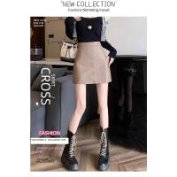 Falda midi popular de cuero negro y falda ajustada hasta la cintura - details 0