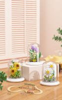 Ramo de juguete de ensamblaje de rompecabezas para niños, flor de bloque de decoración de escritorio eterna - details 2