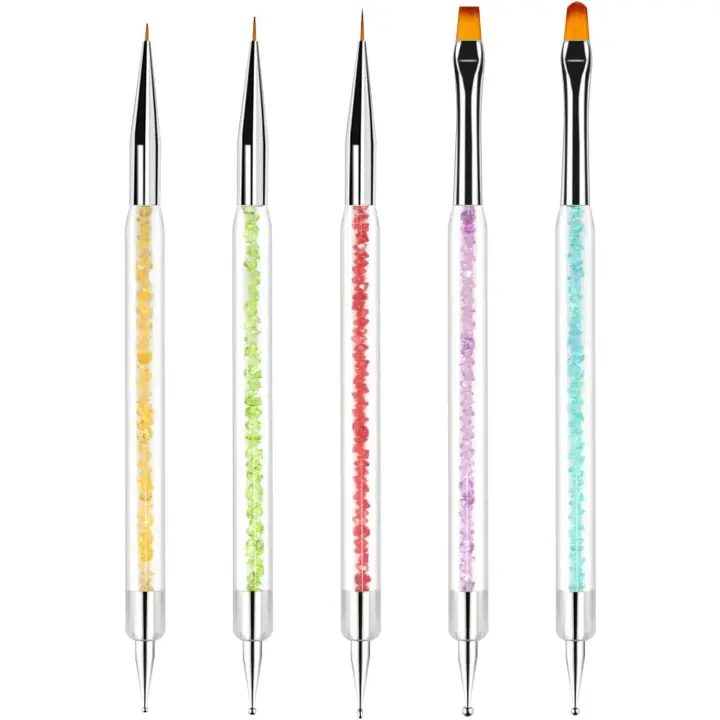 Kit de Manicura Scttomon Herramientas de Arte de Uñas de 5 Piezas Pinceles de Doble Punta para Uñas - 1