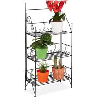 Estantería para Plantas, 3 Baldas, Plegable, Interior y Exterior, Metal, Vintage, 100 x 50 x 25 cm, Negro - details 0