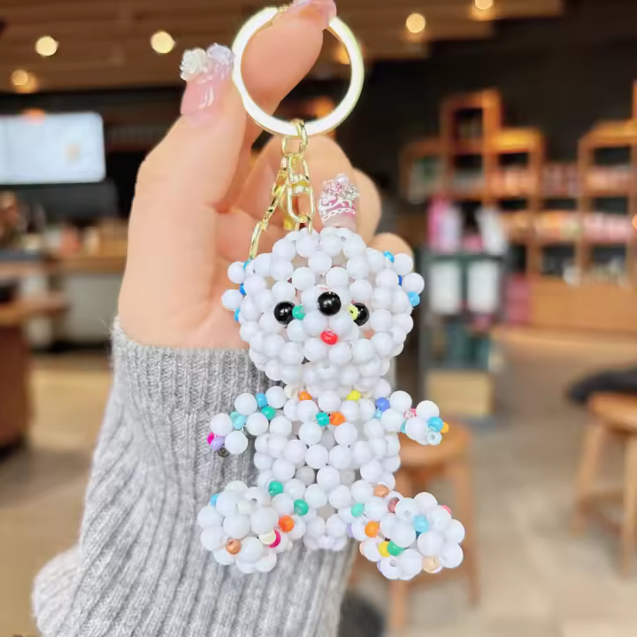 Nuevo Creativediy llavero de oso con cuentas hecho a mano colgante accesorios de artesanía - 1