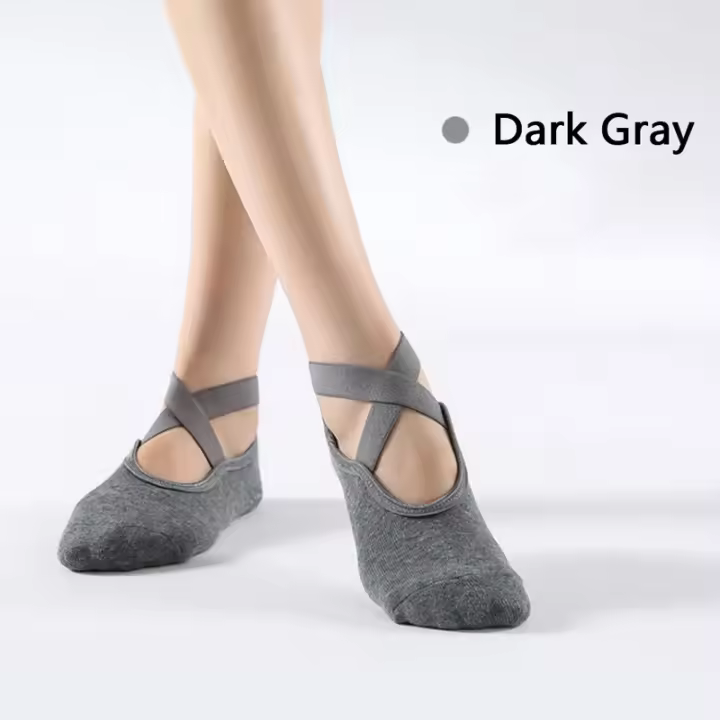 Calcetines de yoga antideslizantes para mujer, medias transpirables de vendaje, pilates, ballet, baile, medio dedo del pie - 1