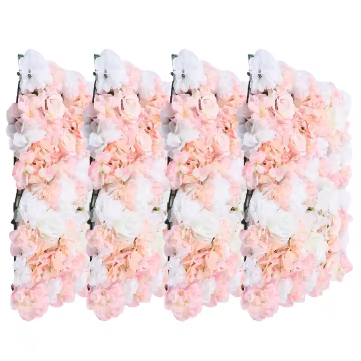 Panel de flores artificiales para pared, decoración de escenario de boda, Panel de seda, Fondo de pared, 4 piezas, 24x16 pulgadas - 1
