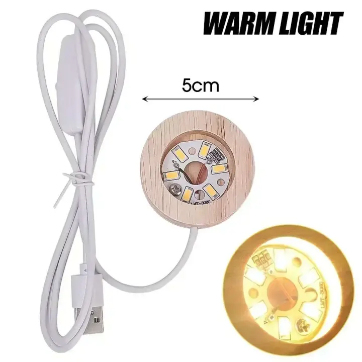Soporte de Lámpara LED USB de Madera Sólida Base de Exhibición Luminosa para Botella y Bola de Cristal Decoración de Pared - 1