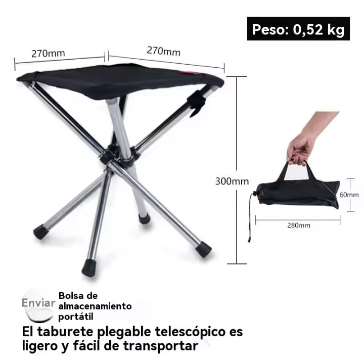 Silla plegable camping Portátil inoxidable Pesca al aire libre acero camping - 1