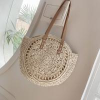 Bolso redondo de paja tejido a la moda, bolso de mano bohemio hecho a mano, bolso de hombro tejido de gran capacidad hueco, bolso de viaje - details 3