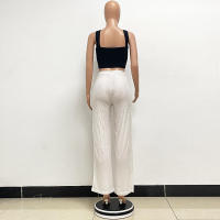 Moda femenina New -End Color sólido Pierna ancha con lentejuelas drapeadas Pantalones casuales para mujer - details 39