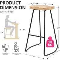 74 cm Juego de 2, Altura de Mostrador, Sin Respaldo, Alta Cocina, Madera, Taburetes de Bar Juego de 2 - details 2