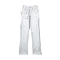 Pantalones de cuero Pu plateados para mujer, Pantalones rectos delgados con cremallera de cintura alta, moda - details 4